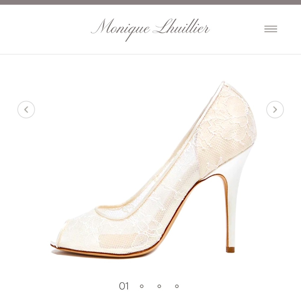 Monique Lhullier Adriana Lace Peep Toe Pump Bridal